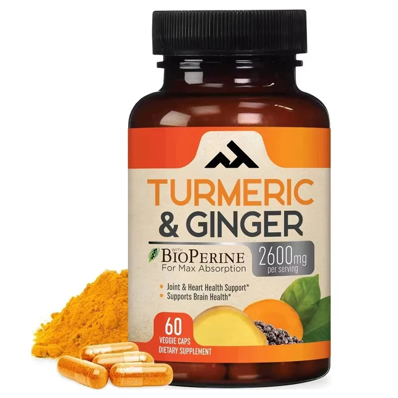 Turmeric Curcumin Contains Piperin and Ginger 95% Curcumin Class 2600mg - Natural Heart and Joint Support -60 Capsules