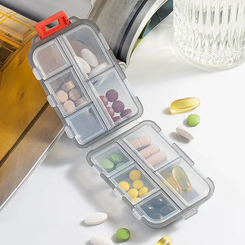 JUSTLANG Box Waterproof Seal Moisture Proof Portable Medicine Independent Small Grid Pill Container Storage Tablets 10 Cells