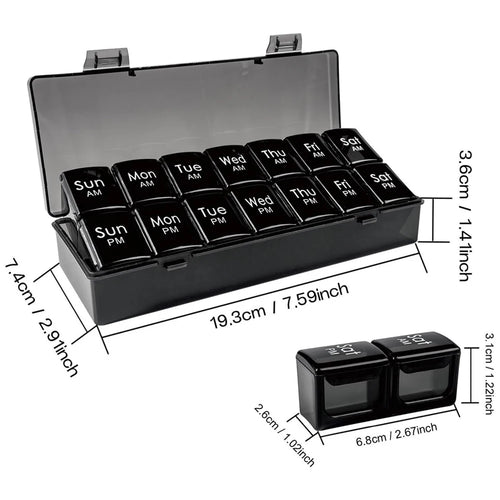 1PC Weekly Pill Organizer 2 Times a Day,Am/Pm Daily Pill Case Medicine Organizer,Push Button 7 Day Pill Box for Pills