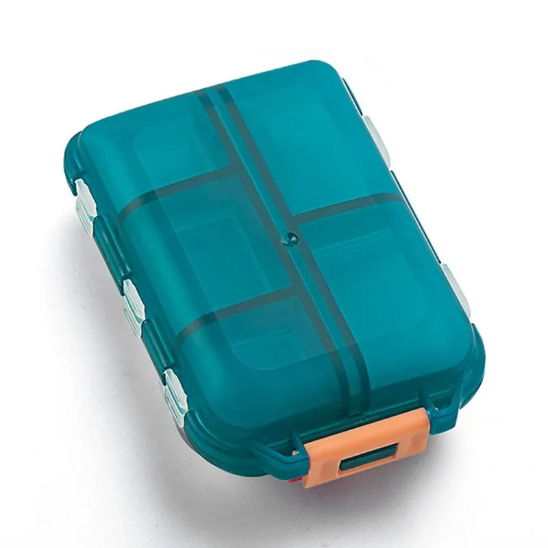 JUSTLANG Box Waterproof Seal Moisture Proof Portable Medicine Independent Small Grid Pill Container Storage Tablets 10 Cells